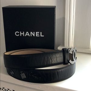 Chanel black charm belt